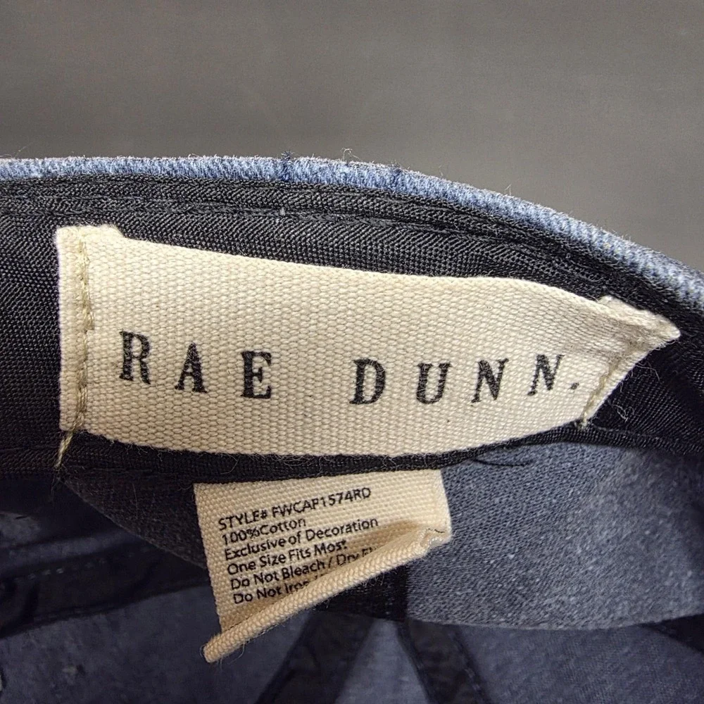 Rae Dunn Hat‎ Cap Strap Back Womens One Size Blue Dog Mom Denim Washed Casual